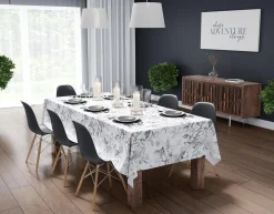 Obrus w szare kwiaty 140x180 cm
