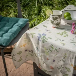 Obrus z lnem w polne kwiaty GARDENA 140x240 cm