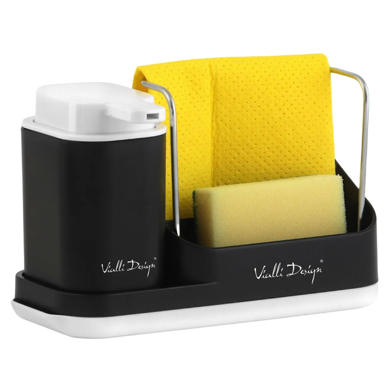 Organizer kuchenny z dozownikiem czarny LIVIO DUO