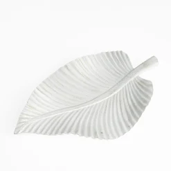 Patera dekoracyjna biała LIŚĆ 35 cm