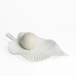 Patera dekoracyjna biała LIŚĆ 35 cm