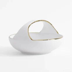 Patera dekoracyjna z uchwytem biało-złota