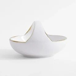 Patera dekoracyjna z uchwytem biało-złota