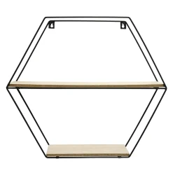 Półka metalowa czarna heksagon 46x40 cm