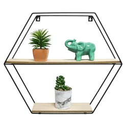 Półka metalowa czarna heksagon 46x40 cm