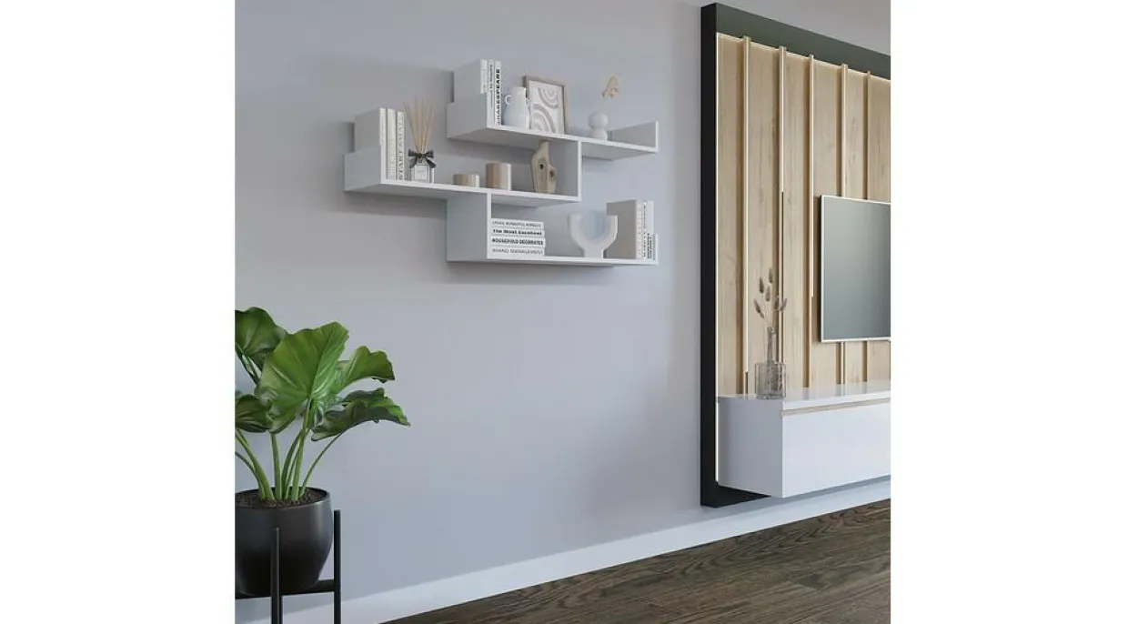 Półka potrójna biała TRIO 80 cm