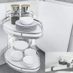 Półki obrotowe z cichym domykiem CARGO INSIDE STAR 1000 (500) mm białe lewostronne