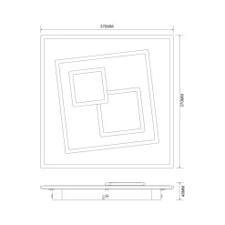 Plafon kwadratowy LED 40W czarny DUNK 37 cm z pilotem