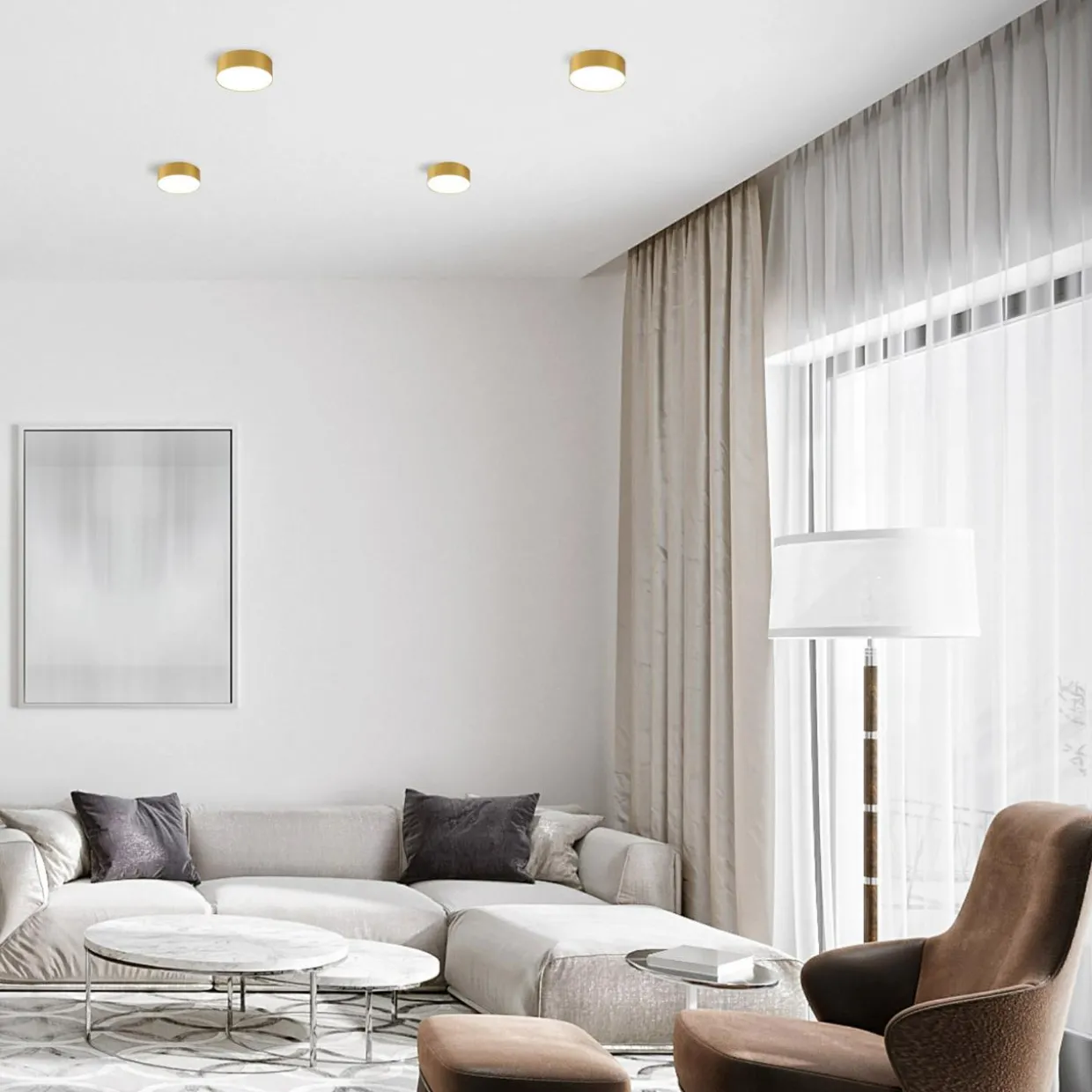 Plafon LED barwa neutralna 4000K złota SOLARI 12 cm