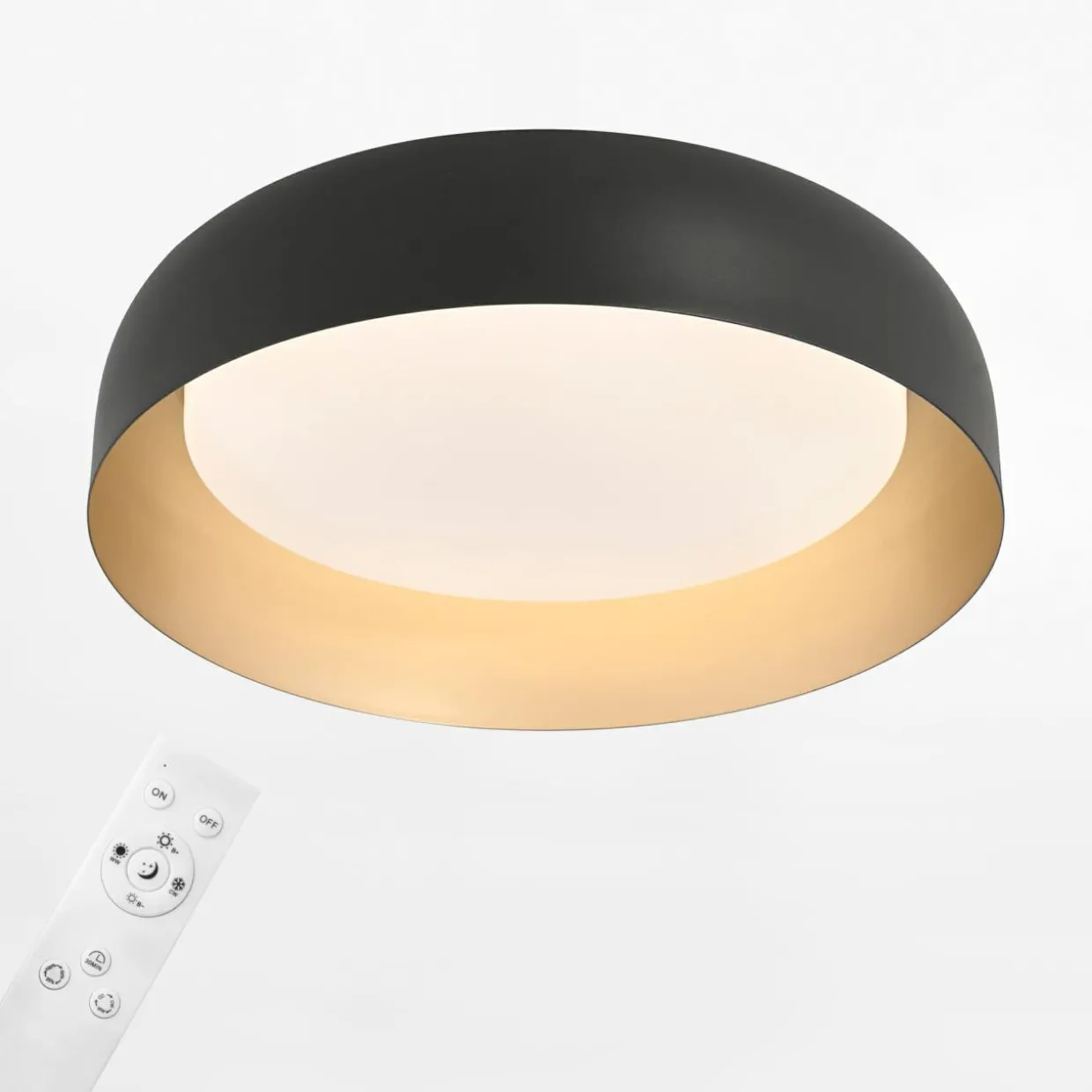 Plafon LED czarno-złoty OSKO z pilotem fi 40 cm