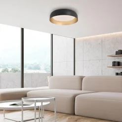 Plafon LED czarno-złoty OSKO z pilotem fi 40 cm