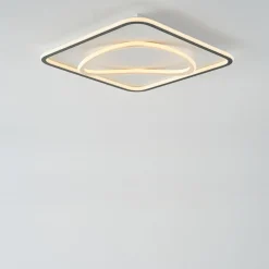 Plafon LED kwadratowy czarno-złoty LENS 50x50 cm