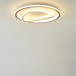 Plafon LED okrągły czarno-złoty LENS 50 cm