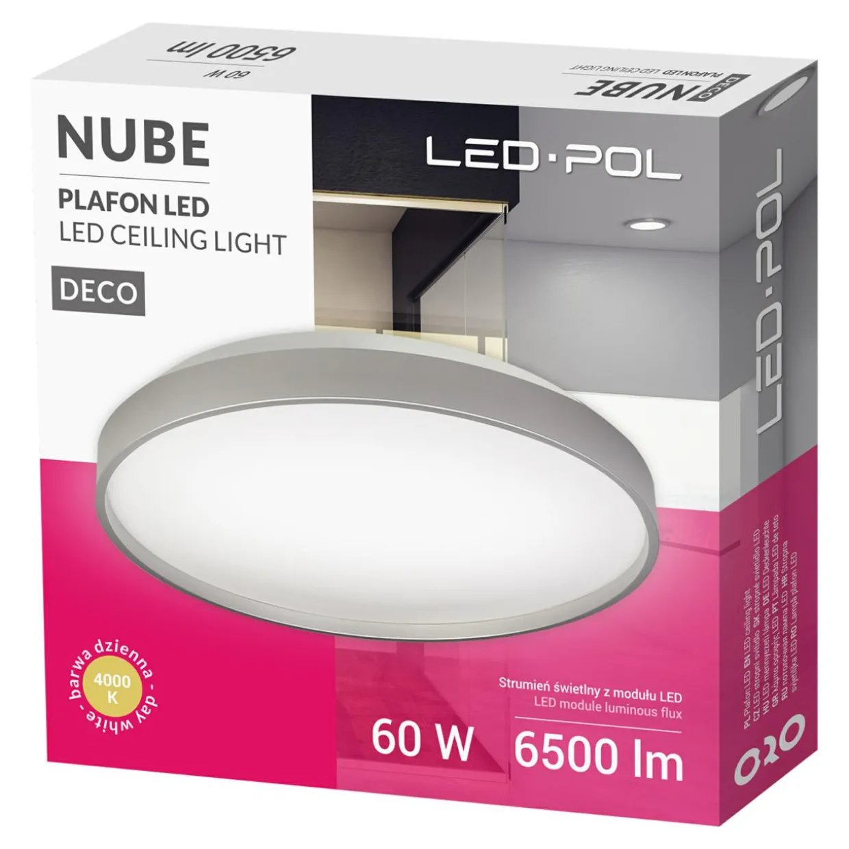 Plafon LED 60W srebrny ORO NUBE