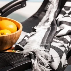 Pled z frędzlami czarny MIRROR 150x200 cm