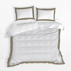 Pościel nowoczesna biało-kawowa LAURA 220x200 cm