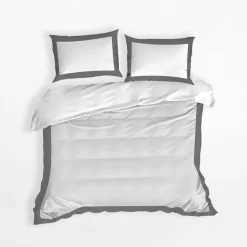 Pościel nowoczesna biało-stalowa LAURA 160x200 cm