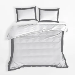 Pościel nowoczesna biało-stalowa LAURA 220x200 cm