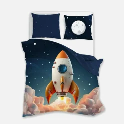 Pościel świecąca w ciemnościach FLUO RAKIETA 140x200 cm