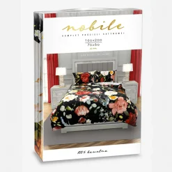 Pościel z satyny bawełnianej w kwiaty NOBILE 160x200 cm