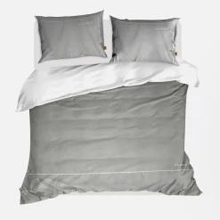 Pościel z satyny bawełnianej szaro-biała EVA MINGE 220x200 cm