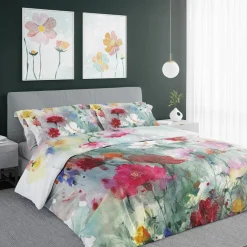 Pościel z satyny bawełnianej malarska łąka NOBILE 140x200 cm