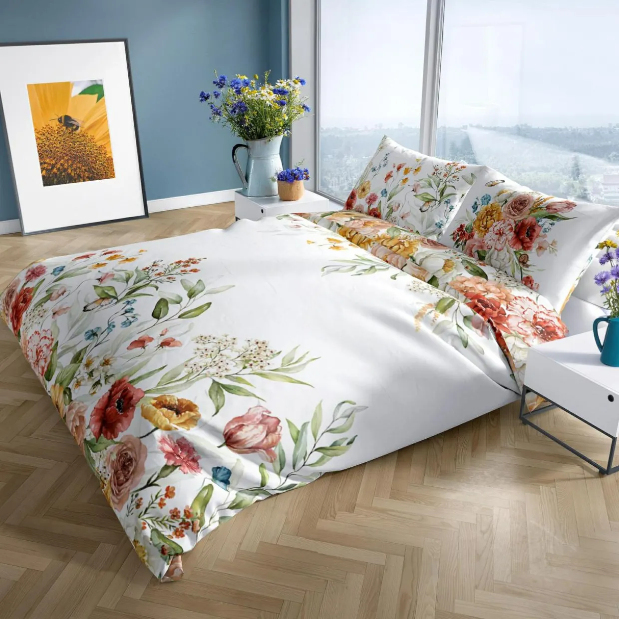 Pościel z satyny bawełnianej polne kwiaty NOBILE 140x200 cm