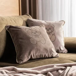 Poduszka dekoracyjna brązowa TEDDY 45x45 cm