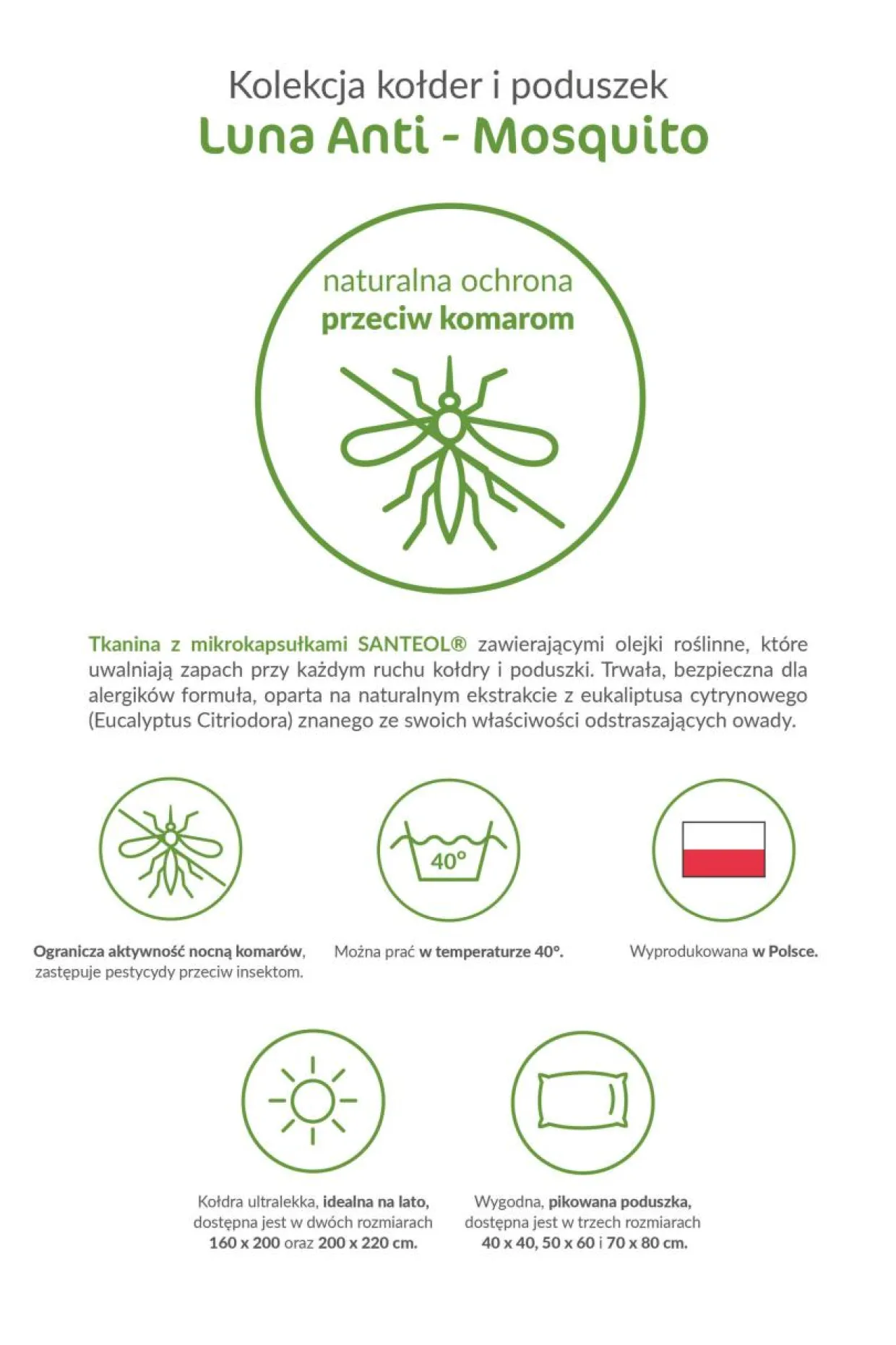 Poduszka LUNA ANTI-MOSQUITO 70x80 cm