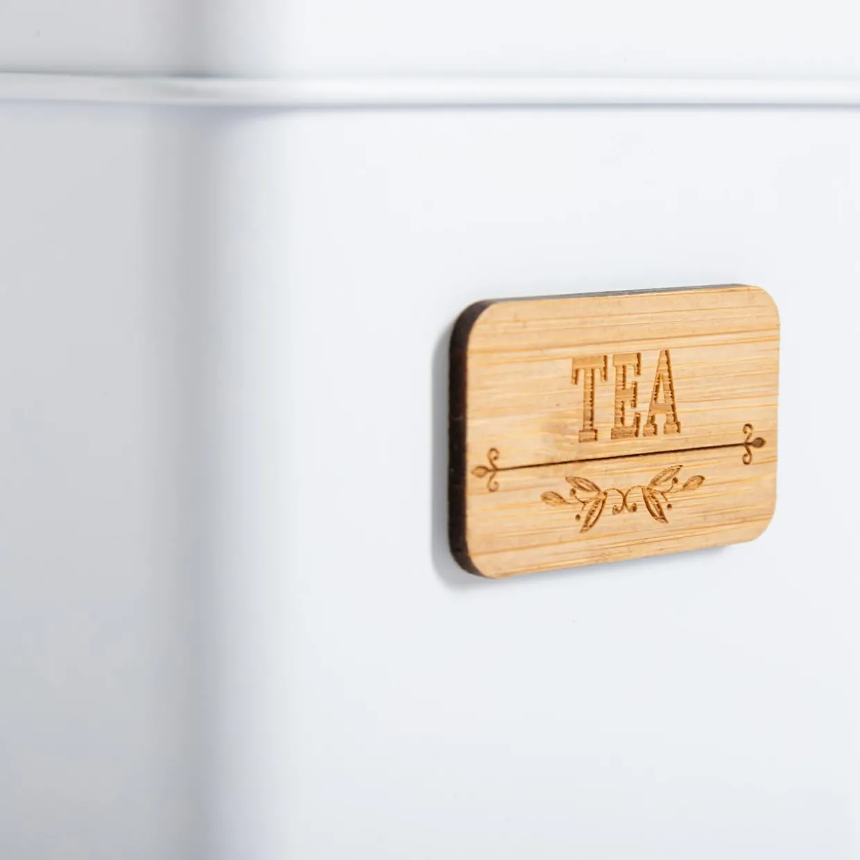Pojemnik na herbatę z bambusową tabliczką TEA