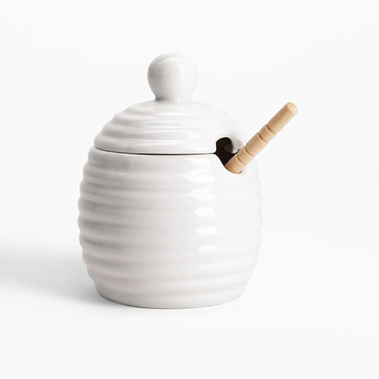 Pojemnik na miód z pokrywką i czerpakiem