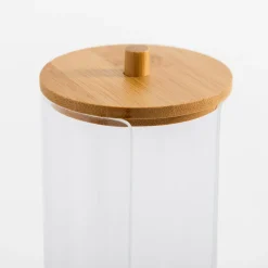 Pojemnik na płatki kosmetyczne z pokrywką bambusową 18,5 cm