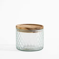 Pojemnik szklany z akacjową pokrywą 500 ml