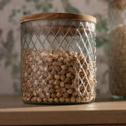 Pojemnik szklany z akacjową pokrywą 500 ml