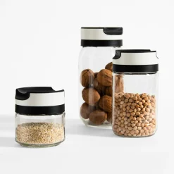 Pojemnik szklany z czarno-białą pokrywką 1 l