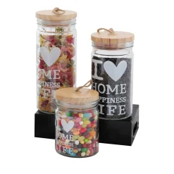 Pojemnik szklany z drewnianą pokrywką 700 ml