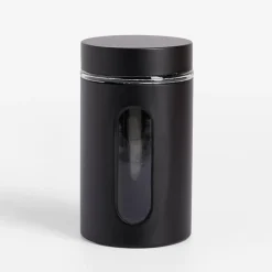 Pojemnik szklany z metalową pokrywką czarny 1000 ml