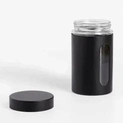 Pojemnik szklany z metalową pokrywką czarny 1000 ml