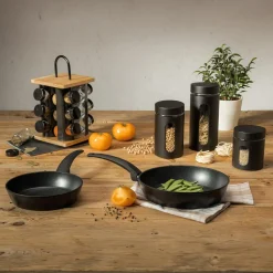 Pojemnik szklany z metalową pokrywką czarny 1400 ml