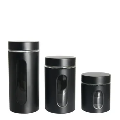 Pojemnik szklany z metalową pokrywką czarny 1400 ml