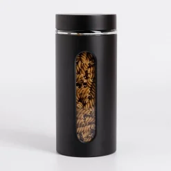 Pojemnik szklany z metalową pokrywką czarny 1350 ml