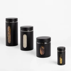 Pojemnik szklany z metalową pokrywką czarny 1350 ml