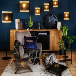 Poszewka dekoracyjna granatowa z ważką AURE 45x45 cm