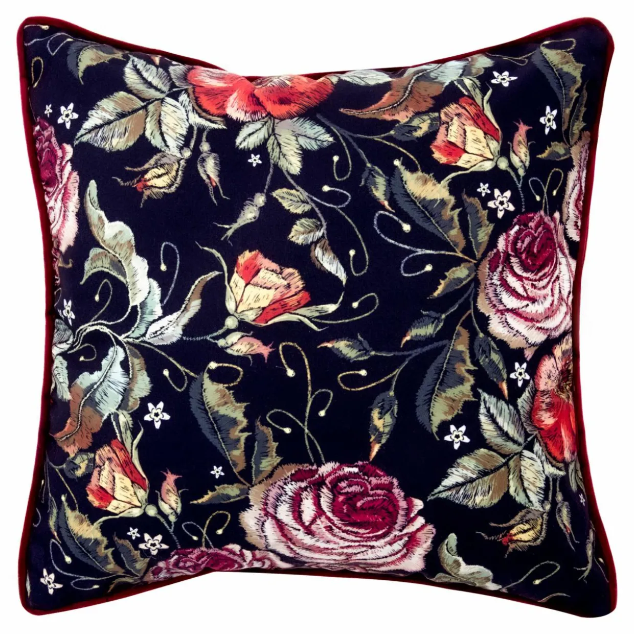 Poszewka dekoracyjna haftowana w róże NENA 45x45 cm