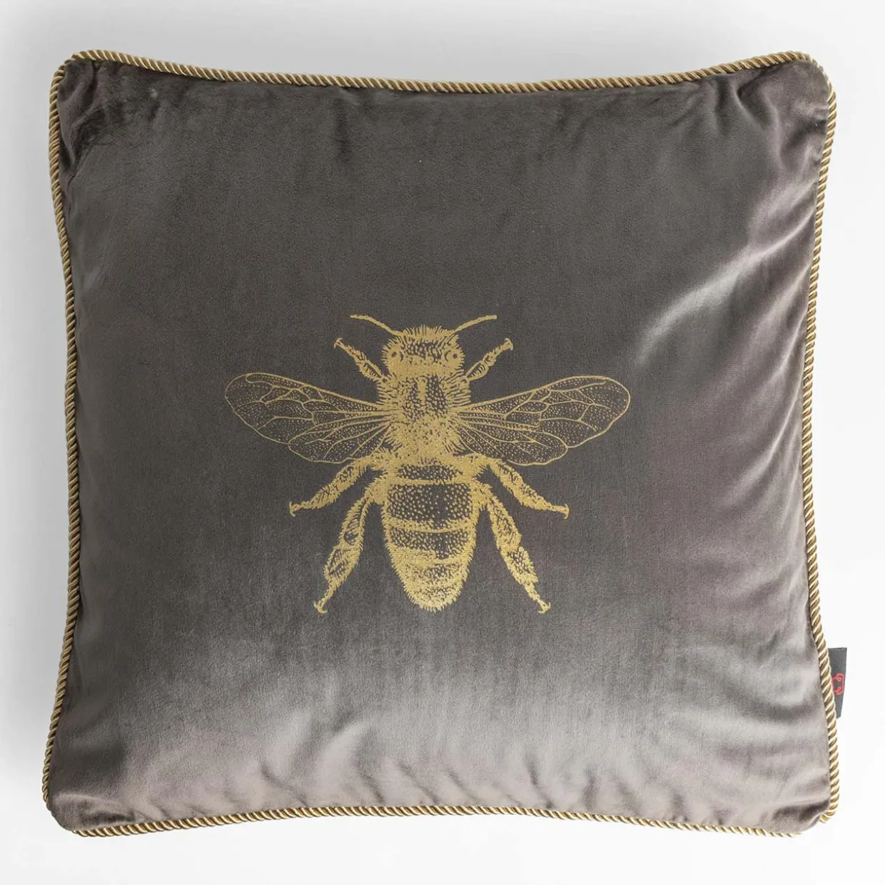 Poszewka dekoracyjna szara z pszczołą AURE 45x45 cm