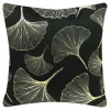 Poszewka dekoracyjna w liście miłorzębu czarna INEZ 45x45 cm