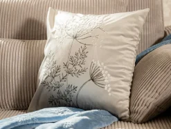 Poszewka welurowa z haftem jasnoszara ANISE 45x45 cm