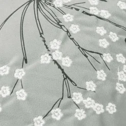 Poszewka welurowa z haftem jasnoszara ANISE 45x45 cm