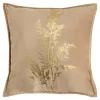 Poszewka welurowa z motywem roślinnym beżowa HERBS 45x45 cm