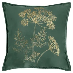 Poszewka welurowa z motywem roślinnym zielona HERBS 45x45 cm